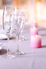 Table setting in restaurant