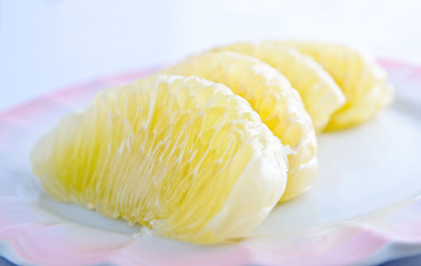 The Pomelo fruit on dish