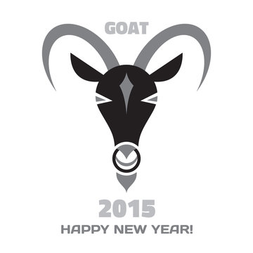 Goat logo - Merry Christmas and Happy New Year 2015 illustration