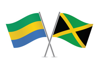 Gabon and Jamaican flags. Vector illustration.