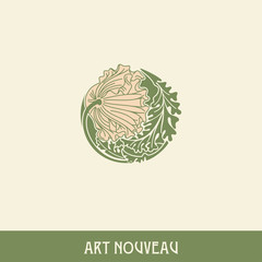 Poppy. Design element in art nouveau style.