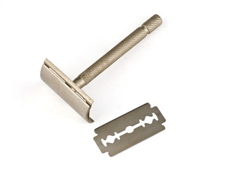 old razor isolated on white