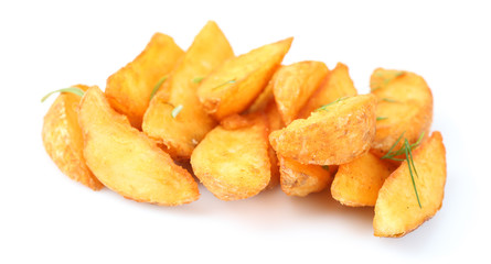 Homemade fried potato isolated on white