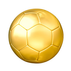 Golden soccer ball isolated