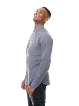 Handsome african american man laughing