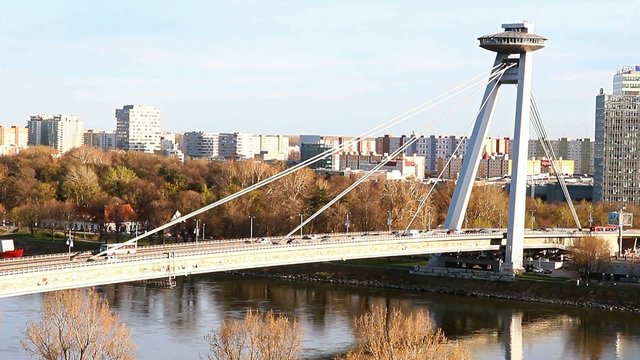 SNP bridge (UFO bridge) in Bratislava, Slovakia