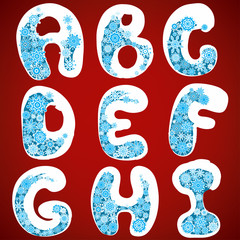 Christmas snowflakes alphabet