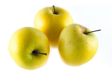 golden delicious apples isolated on white background