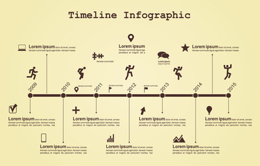 Infographic timeline elements with icons. Vector