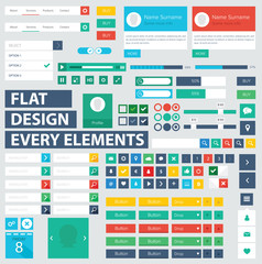 Fototapeta na wymiar Flat ui kit design elements for webdesign