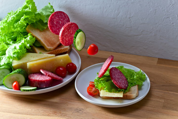 sandwich with salami and cheese