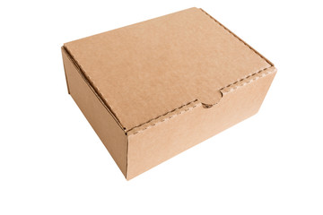Closed shipping cardboard box isolated