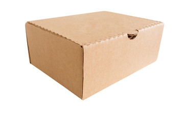 Closed shipping cardboard box isolated