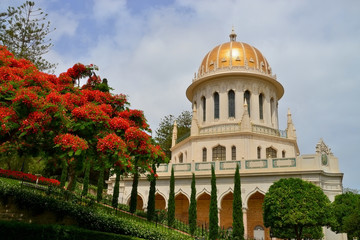 .Bahai gardens Haifa building of the mausoleum