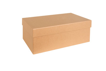 Closed shipping cardboard box isolated