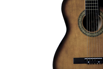 of the guitar on white background