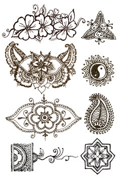 henna patterns on a white background
