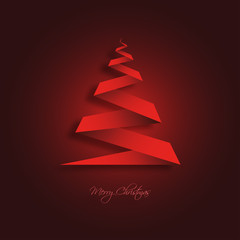 Christmas Tree Background Red Origami