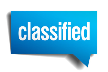 classified blue 3d realistic paper speech bubble