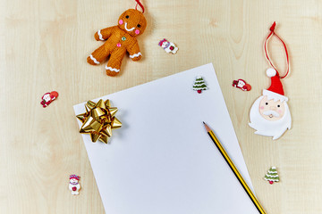 Close up of christmas list, wishes for santa