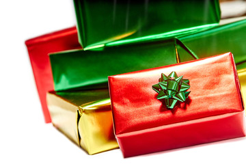 Shiny presents on white background