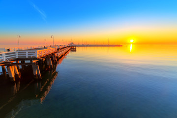 Obraz premium Sunrise at Baltic sea in Sopot, Poland