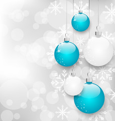 Naklejka na ściany i meble Christmas card with colorful balls and copy space for your text