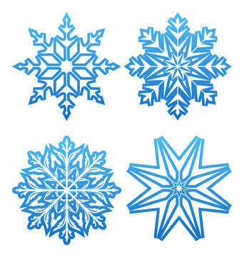 Set of variation snowflakes isolated