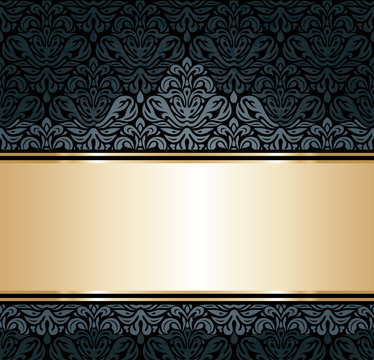 Black & gold luxury vintage wallpaper background