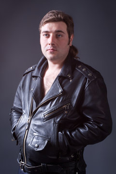 man in a leather jacket