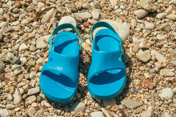 Blue beach slippers