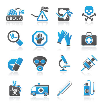 Ebola pandemic icons - vector icon set