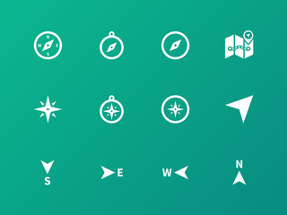 Compass icons on green background.