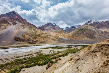Fototapeta premium Spiti valley and river in Himalayas