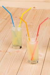 Lemonade on wooden background