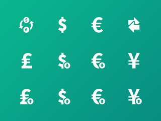 Exchange Rate icons on green background