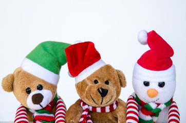 snowman and teddy bear toys