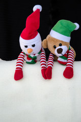 snowman and teddy bear