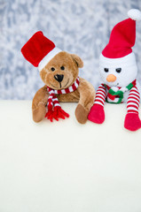 christmas bear and snowman