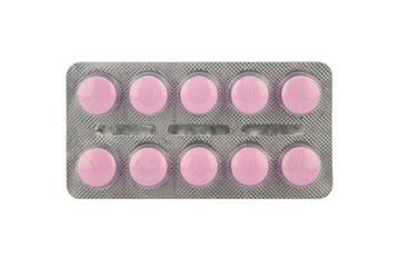 Pink tablet in blister pack