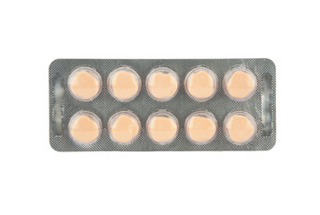 Orange tablet in blister pack