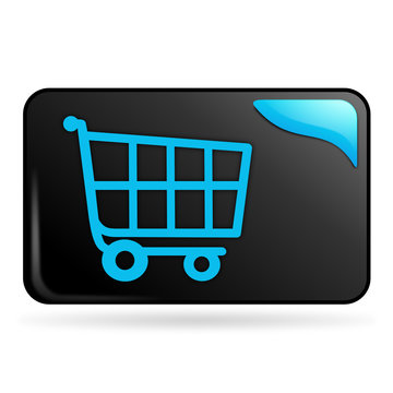 chariot sur bouton web rectangle bleu