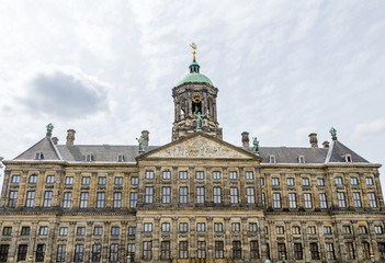 Fototapeta na wymiar The Royal Palace at the Dam Square in Amsterdam