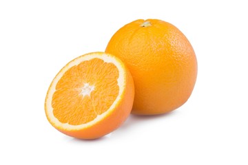 Sliced orange fruit isolated on white background