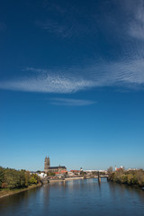 Naklejka premium Magnificent Cathedral of Magdeburg at river Elbe, Germany