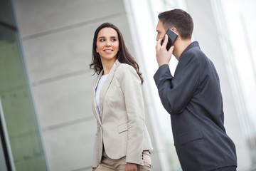 Young business people communicating