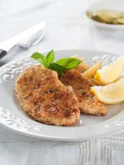 Chicken or pork schnitzel