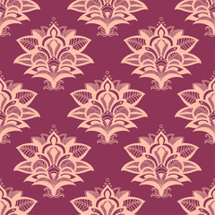 Fototapeta na wymiar Purple and pink paisley style seamless pattern