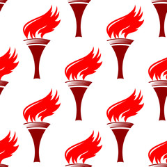 Flaming torches seamless background pattern