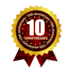 Naklejka premium メダル フレーム 10周年